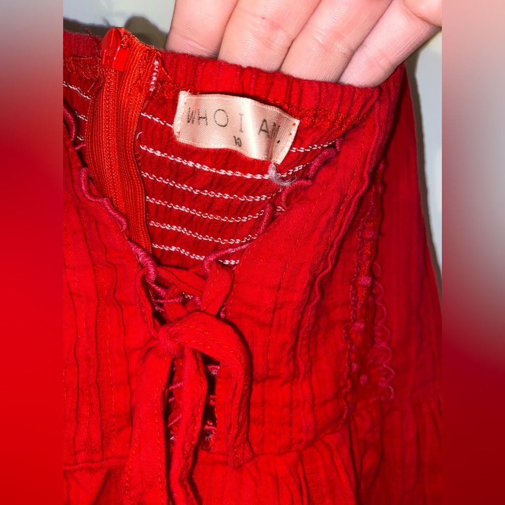Who I am Red Ruffle Flowy Dress - Picture 2 of 4